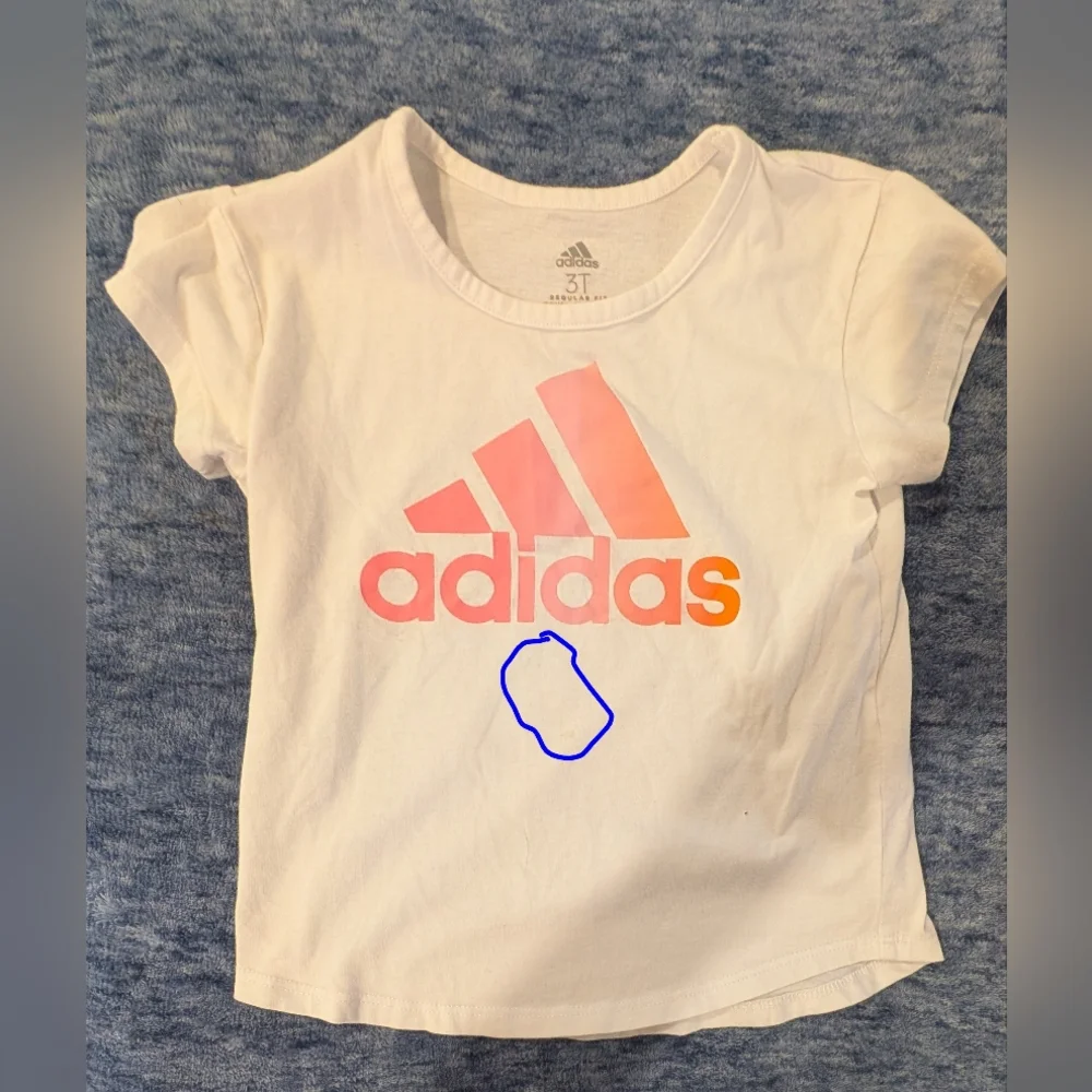 Adidas 3T White Tee with Orange Logo and Orange Floral Shorts